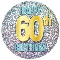 60th Birthday Shimmering Pin Button