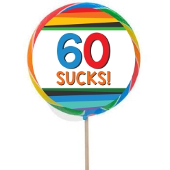 60 Sucks Large Swirl Lollipops - 12 Pk