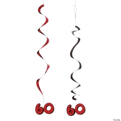 60th Birthday Hanging Swirls - 5 Pk