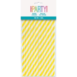 60% OFF: Neon Yellow Striped Sturdy Paper Straws - 40 Pk