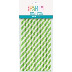 60% OFF: Lime Green Striped Sturdy Paper Straws - 40 Pk