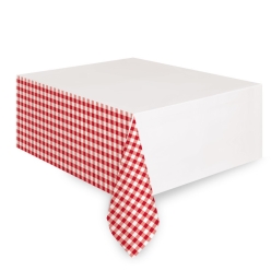 Red Gingham Printed Plastic Table Cover