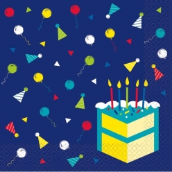 Peppy Blue Birthday Dinner Napkins - 16 PK