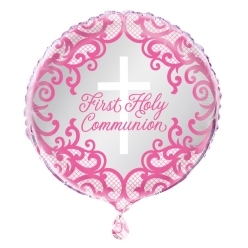 Pink Fancy Cross Communion 45.7cm Foil Balloon