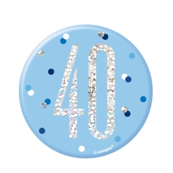 90% OFF: Silver & Blue Age 40 Glitz Pin Back Badge