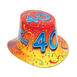 Happy 40th Birthday Orange Hi-Hat - One Size Fits Most