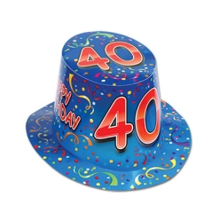 Happy 40th Birthday Blue Hi-Hat - One Size Fits Most