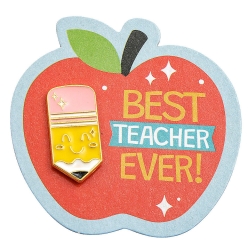 70% OFF: Best Teacher Ever Metal Pin with Card