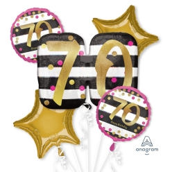 Pink & Gold 70th Birthday Balloon Bouquet