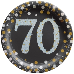 Sparkling 70th Birthday Party Plates - 8 PK