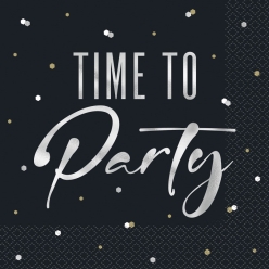Silver Metallic Birthday Dinner Napkins - 16 PK
