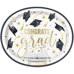 Black & Gold Congrats Grad Big Oval 12