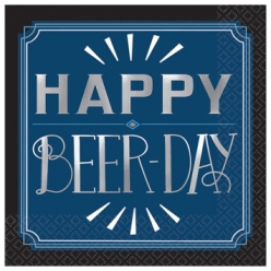 Man Birthday Metallic Beer Beverage Napkins - 16 PK