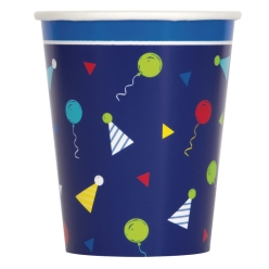 Peppy Blue Birthday 9oz Cups - 8PK