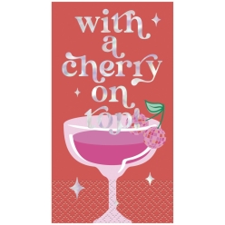 Disco Cherry Long Metallic Napkins - 16 PK