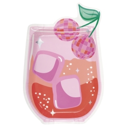 Disco Cherry Drink Shaped Metallic Party Plates