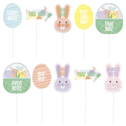 50% OFF: Pretty Pastel Easter Egg Hunt Lawn Clue Signs - 10 PK