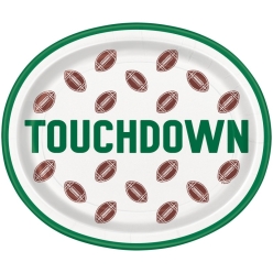 Football Touchdown Jumbo 31cm Platter Plates - 8 PK