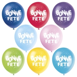 Bonne Fete Large Latex Balloons - 8 PK