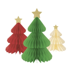 Honeycomb Christmas Tree Centerpieces - 3 PK
