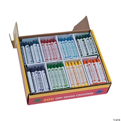 8 Colour Dry Erase Crayon Classpack 200pk