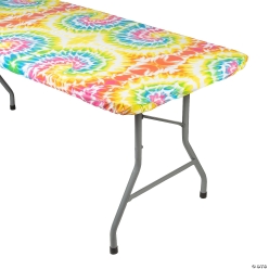 Tie Dye Fitted Rectangle Plastic 8 Ft. Tablecloth