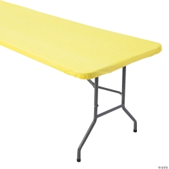 Yellow Fitted Rectangle 8 Ft. Fitted Plastic Tablecloth