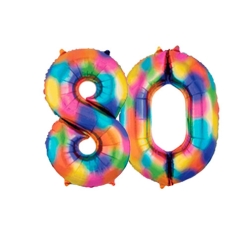 20% OFF: Rainbow Splash 80th Birthday Balloons