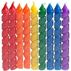 Deluxe Large Rainbow Spiral Birthday Candles - 10 PK