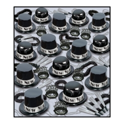 Showtime Silver New Years Party Kit for 100