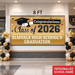 Grad Gold PERSONALIZED Gigantic 8FT Vinyl Keepsake Banner