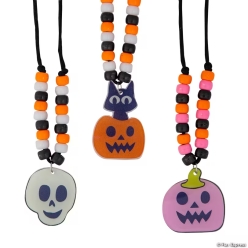 Halloween Beaded Necklace Craft Kit-12Pk