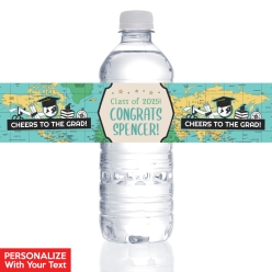 Adventure Grad PERSONALIZED VINYL Bottle Labels - 10 PK