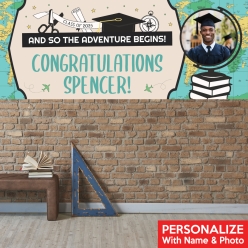 Adventure Grad PHOTO PERSONALIZED Giant Vinyl Keepsake Banner