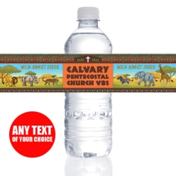 African Safari VBS PERSONALIZED VINYL Bottle Labels - 10 PK