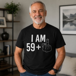 Age 59+ Finger Black T-shirt- Choose Size