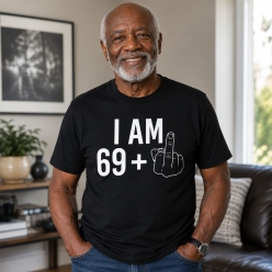 Age 69+ Finger Black T-shirt- Choose Size