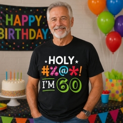 Holy Bleep I'm 60 Black T-shirt