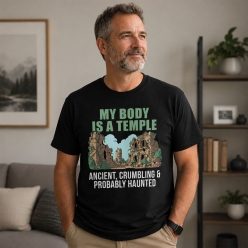 My Body is a Temple Birthday Black T-shirt