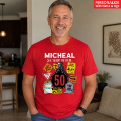 Over the Hill Custom Name & Age Red T-shirt