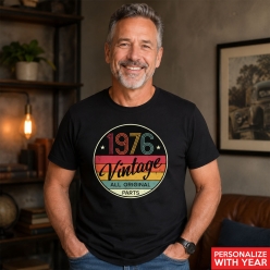 Retro Vintage Gradient Custom Age Black T-shirt- Choose Size