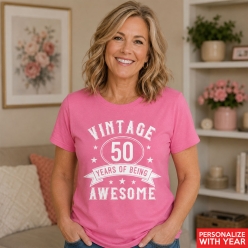 Personalized Any Age Being Awesome Pink T-shirt