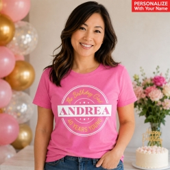 40 Years Young Pink Custom Name T-shirt
