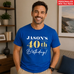 40th Birthday Blue Personalized T-shirt- Choose Size