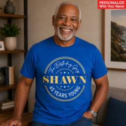 65 Years Young Blue Custom Name T-shirt