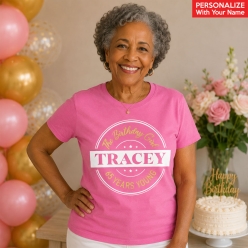65 Years Young Pink Custom Name T-shirt