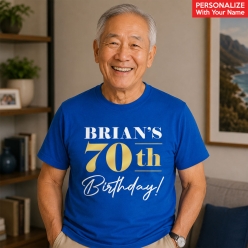 70th Birthday Blue Personalized T-shirt- Choose Size