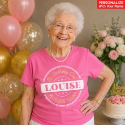 90 Years Young Pink Custom Name T-shirt