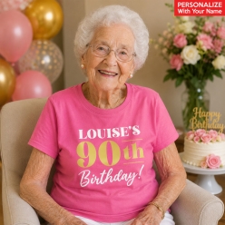 90th Birthday Pink Personalized T-shirt- Choose Size