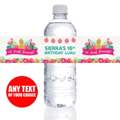 Luau Aloha PERSONALIZED VINYL Bottle Labels - 10 PK